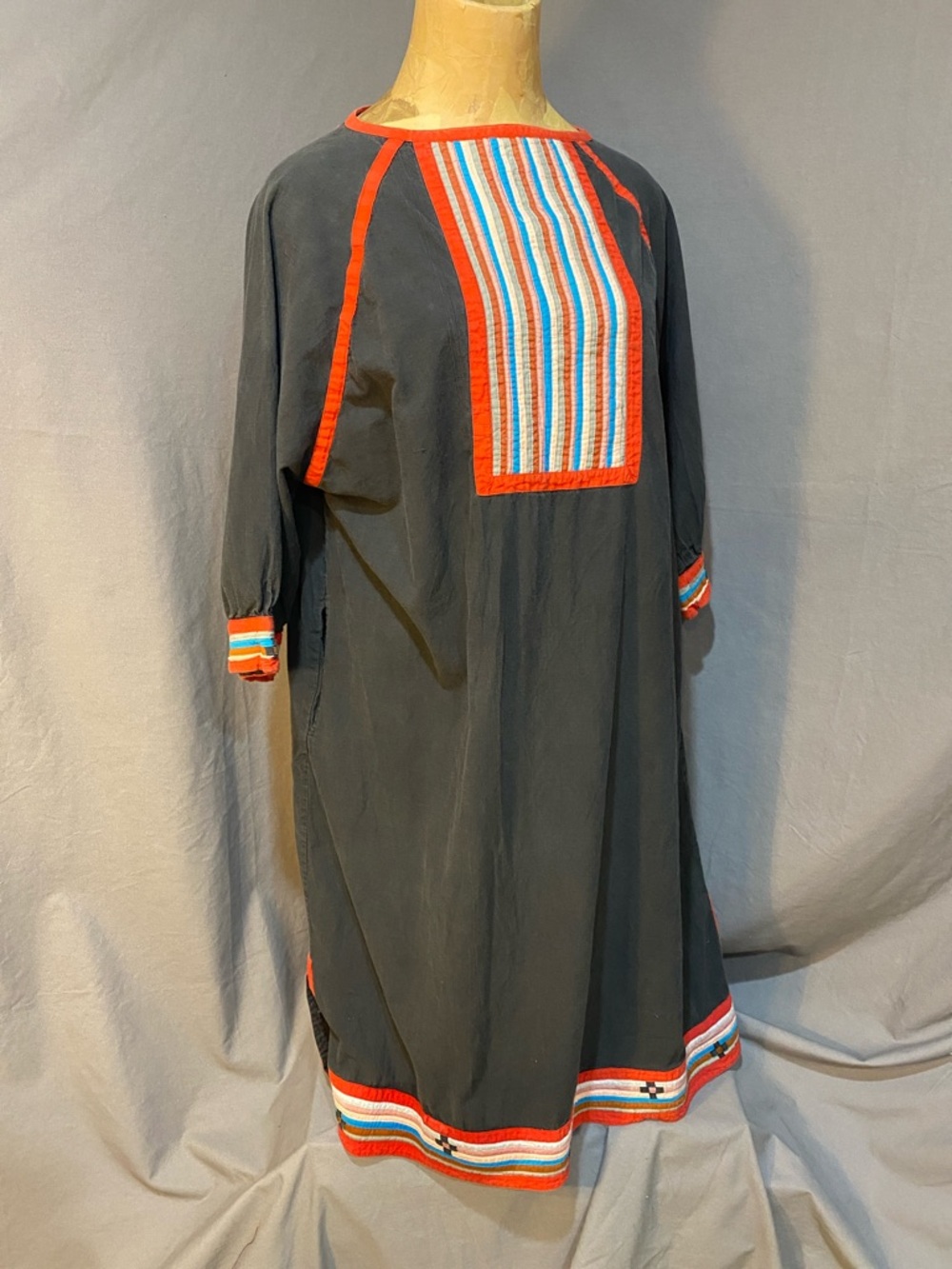 Black Bohemian Stripe-Trim  Tunic
Made in India+ 3/4 Sleeve
XL